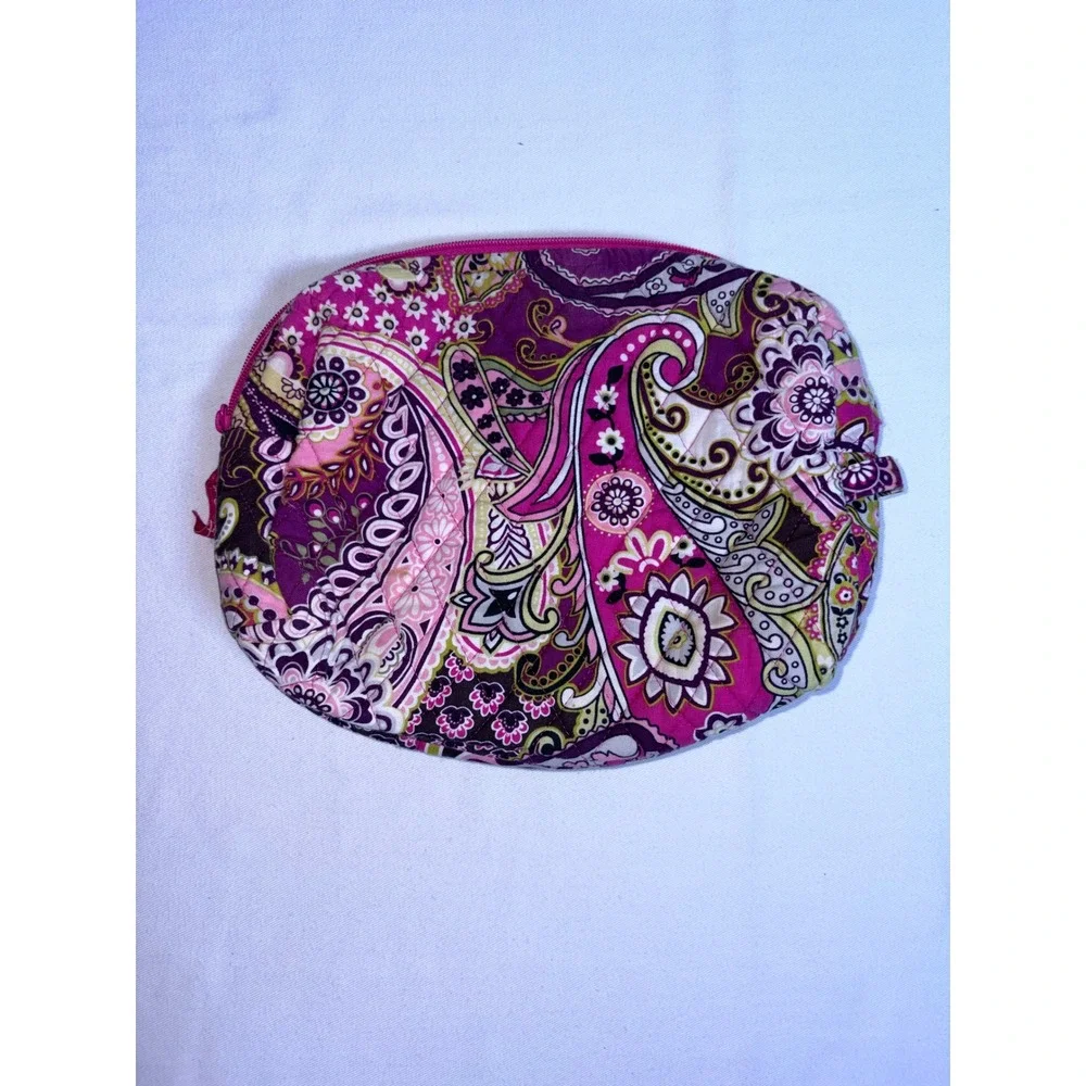 Vera Bradley Cosmetic Bag Pink Paisley Floral Excellent Quilted Travel Pouch